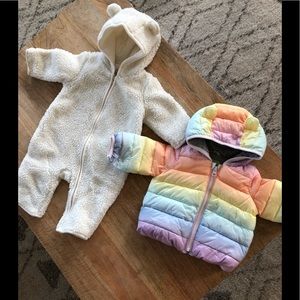 Baby Gap Rainbow Jacket & Sherpa Onesie Bundle